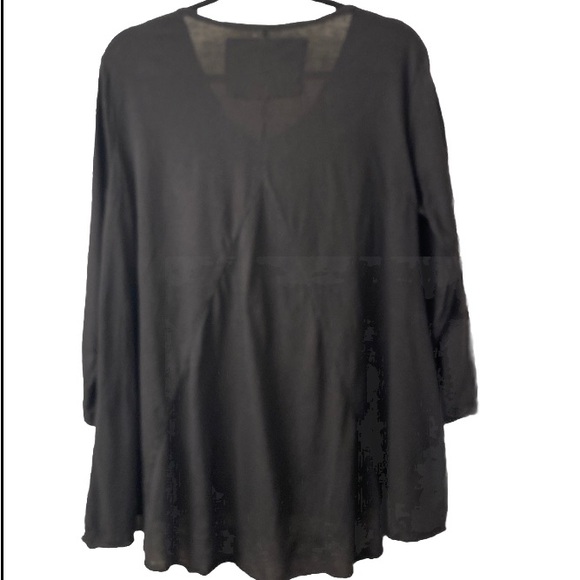 Pleats Collection Cotton Blend Black Long-sleeve Top - Picture 2 of 5